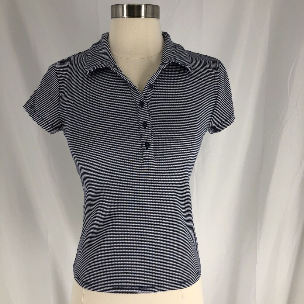 J. Crew Striped Polo Women's Size Small Short Sleeve Navy White
